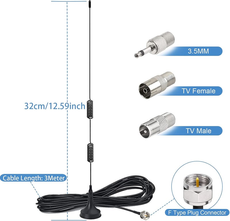 BINGFU FM Radio Antenna Magnetic Base for Pioneer Onkyo Yamaha Marantz Sherwood Indoor Digital HD FM Radio Bluetooth Home Stereo Receiver AV Audio Video Home Theater Receiver Tuner - Image 2